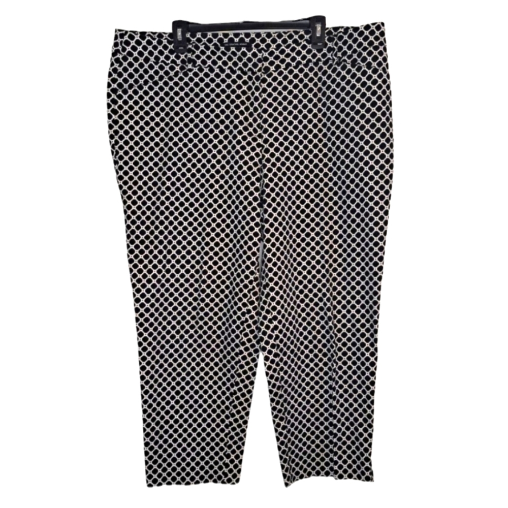 Zac & Rachel Black and White Geometric Work Office Pants Trousers Plus Size 18W